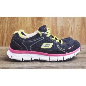 Skechers Sport Flex Fit Fly Sneaker Shoes Women's Size 6 Navy Green